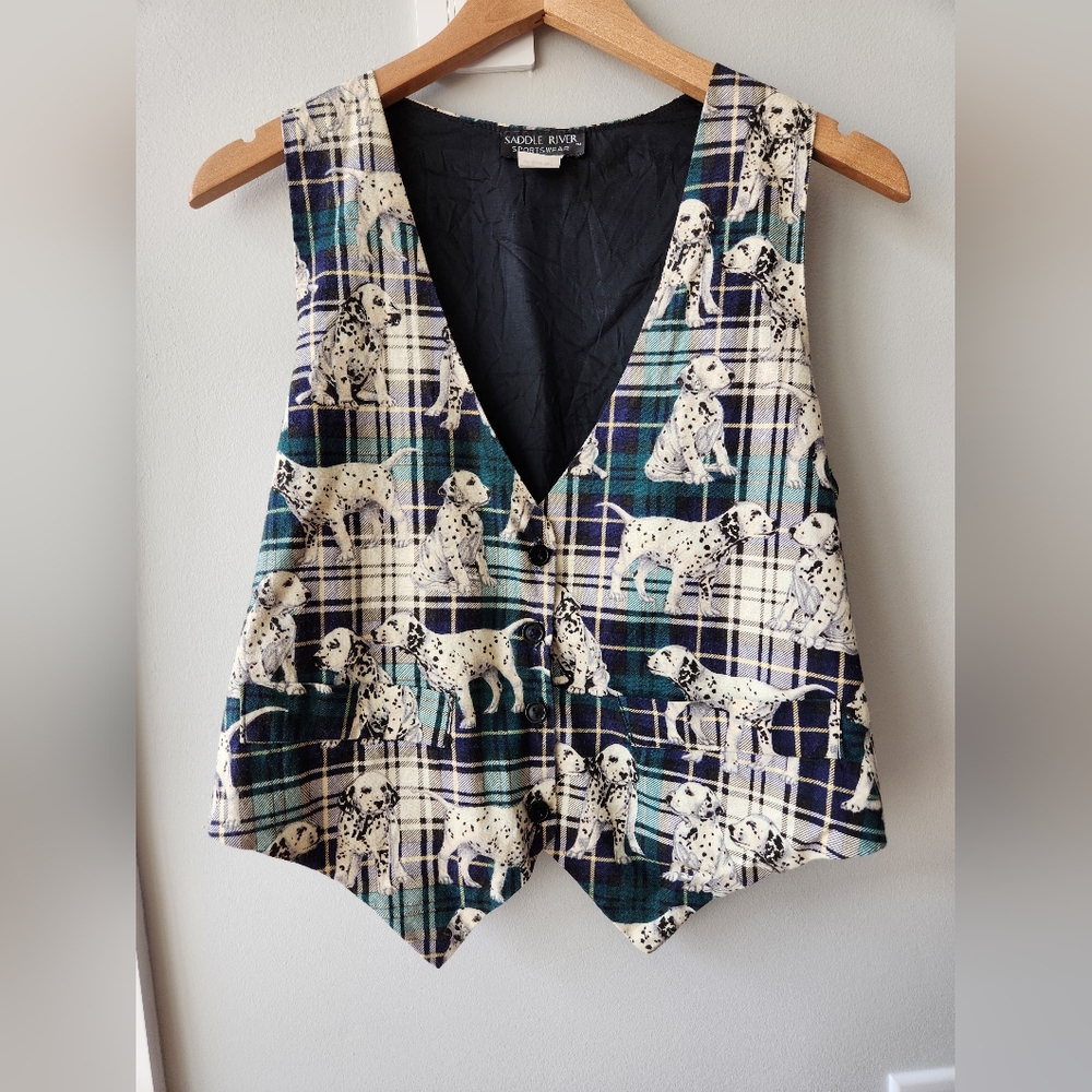 Vintage Saddle River Sportswear Dalmation Plaid Vest - Women's Size Small/Medium